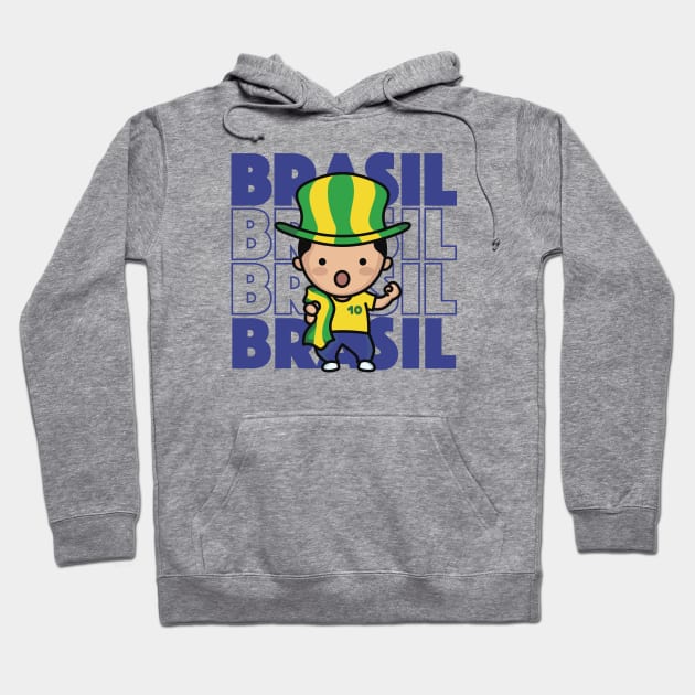 Brazil Football Fan // Kawaii Cute Brasil Soccer Supporter Hoodie by SLAG_Creative